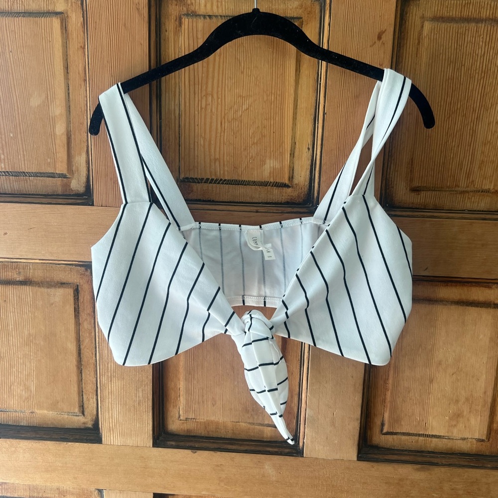 Striped White and Black Women's Top